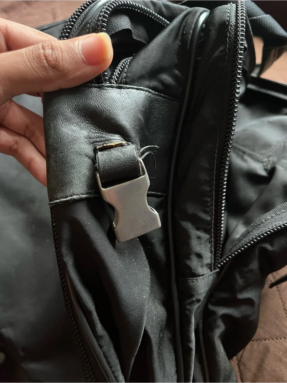 Prada Black Nylon Duffel Bag with Logo Plaque